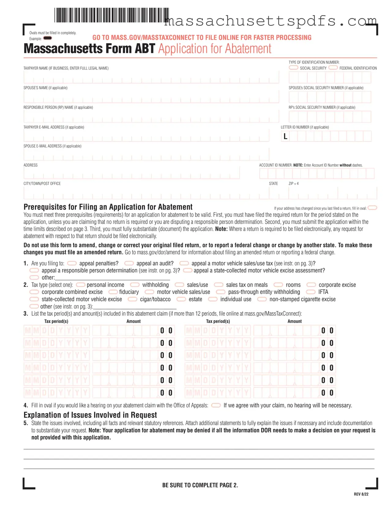 Official Massachusetts Abt Template