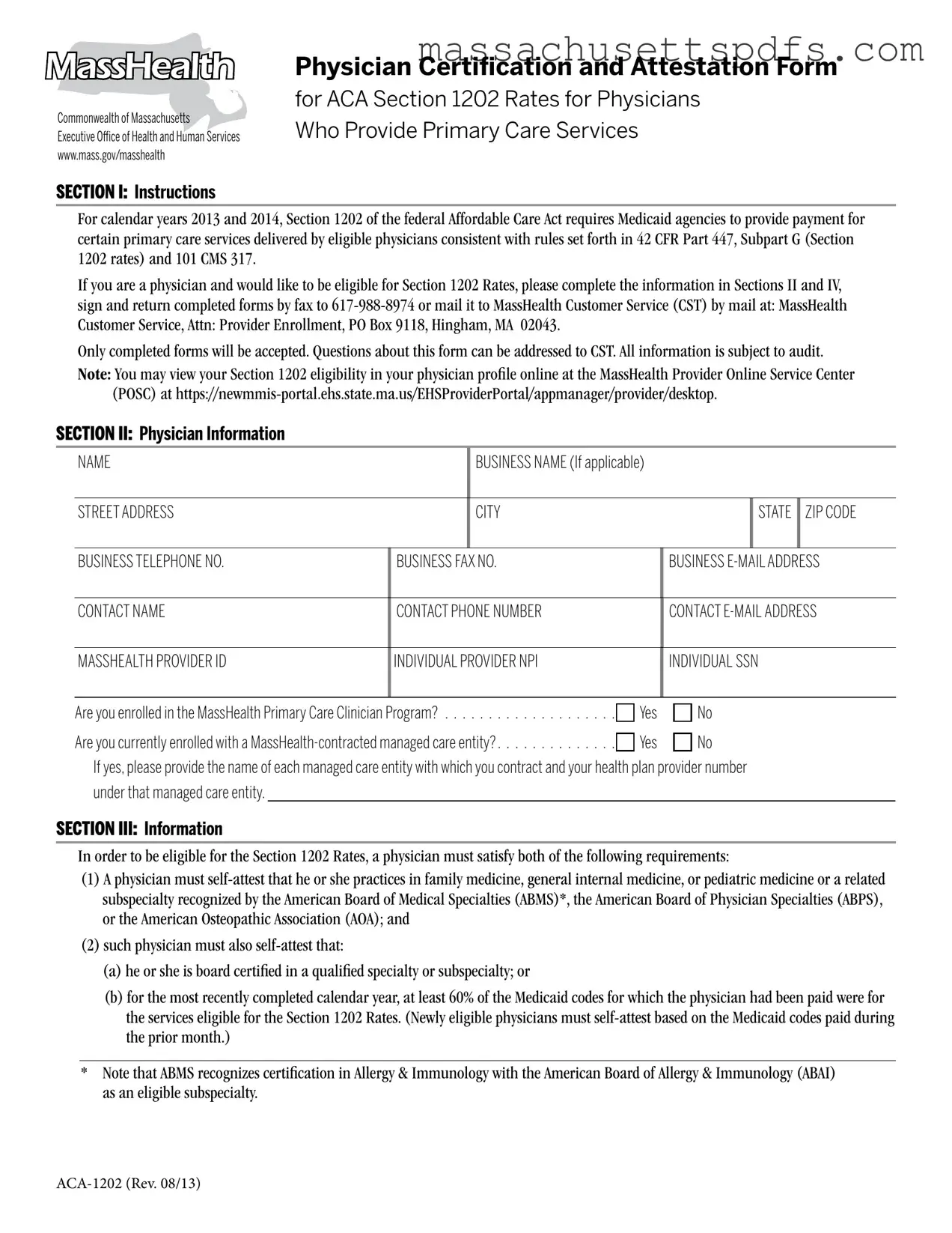 Official Massachusetts Aca 1202 Template