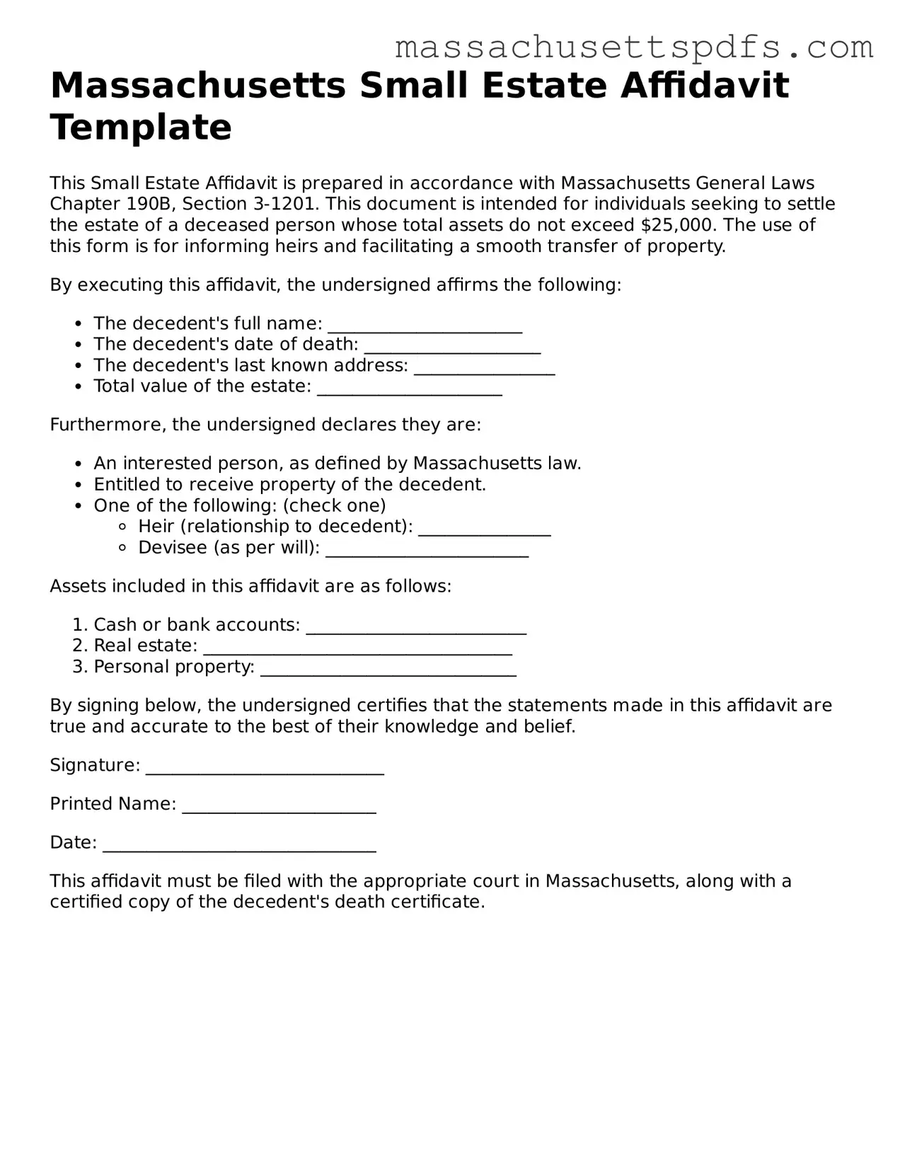 Attorney-Approved Massachusetts Small Estate Affidavit Document