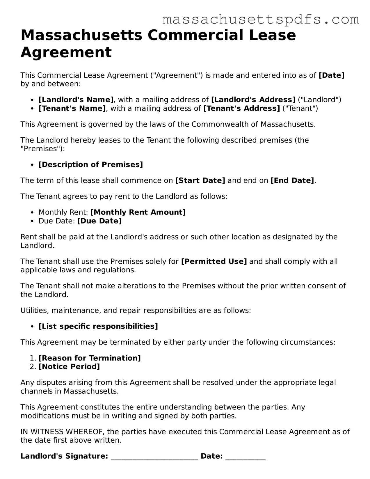 Attorney-Approved Massachusetts Commercial Lease Agreement Document