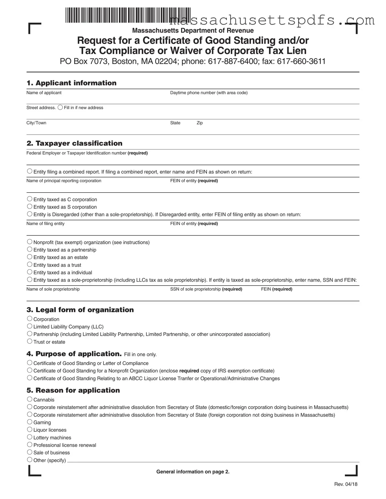 Official Massachusetts Certificate Tax Template