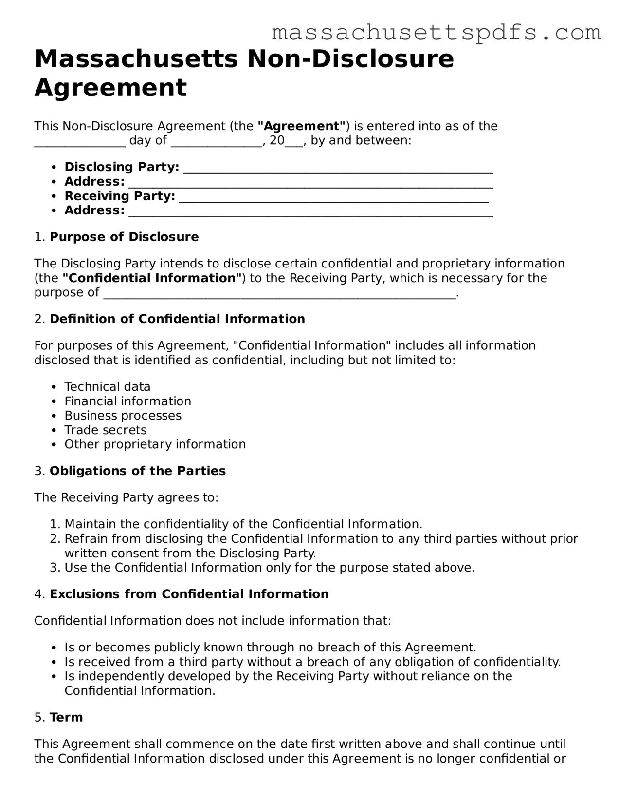 Attorney-Approved Massachusetts Non-disclosure Agreement Document