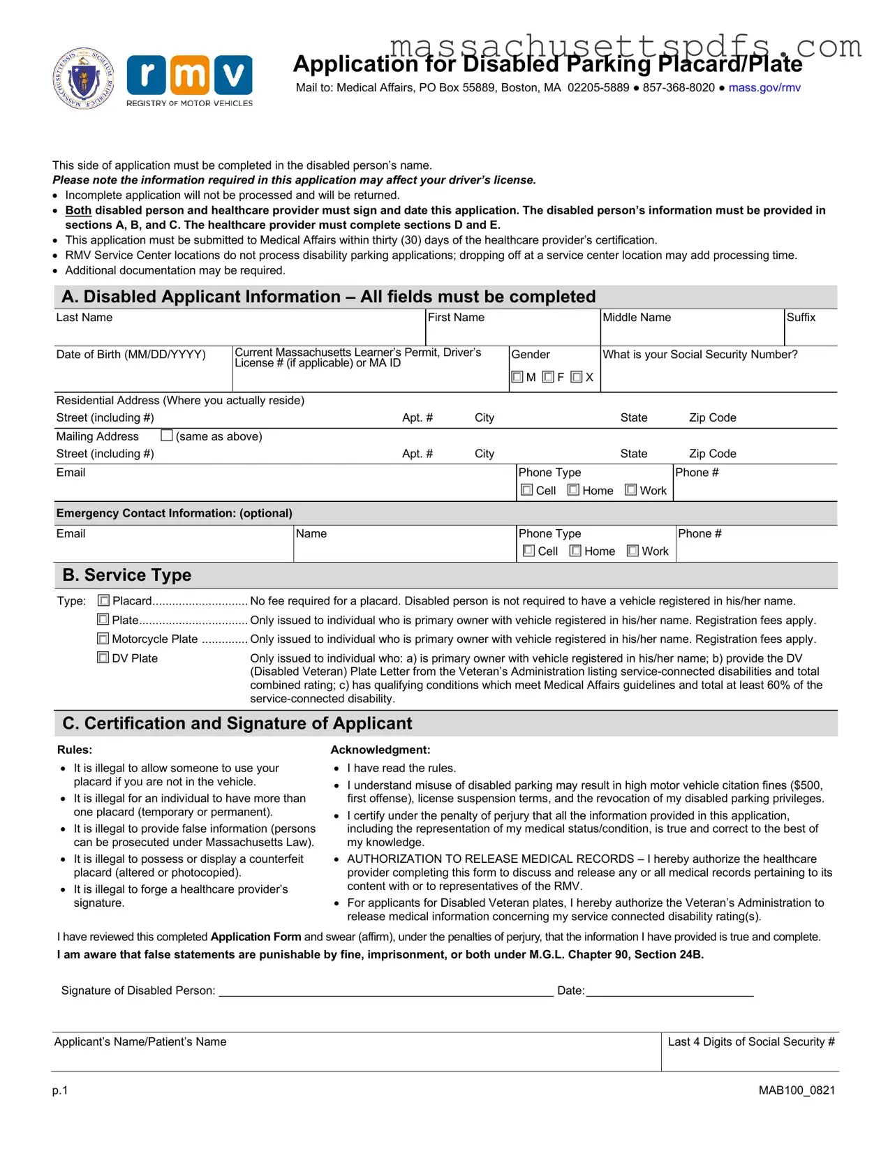 Official Massachusetts Disabled Parking App Template