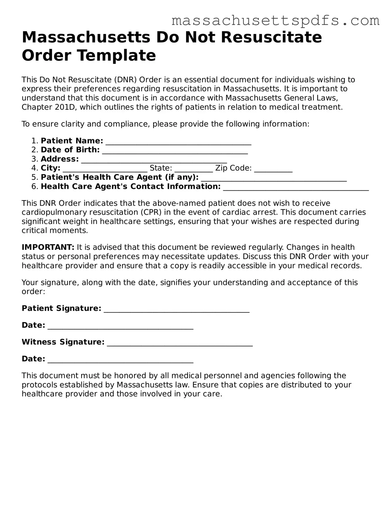 Attorney-Approved Massachusetts Do Not Resuscitate Order Document