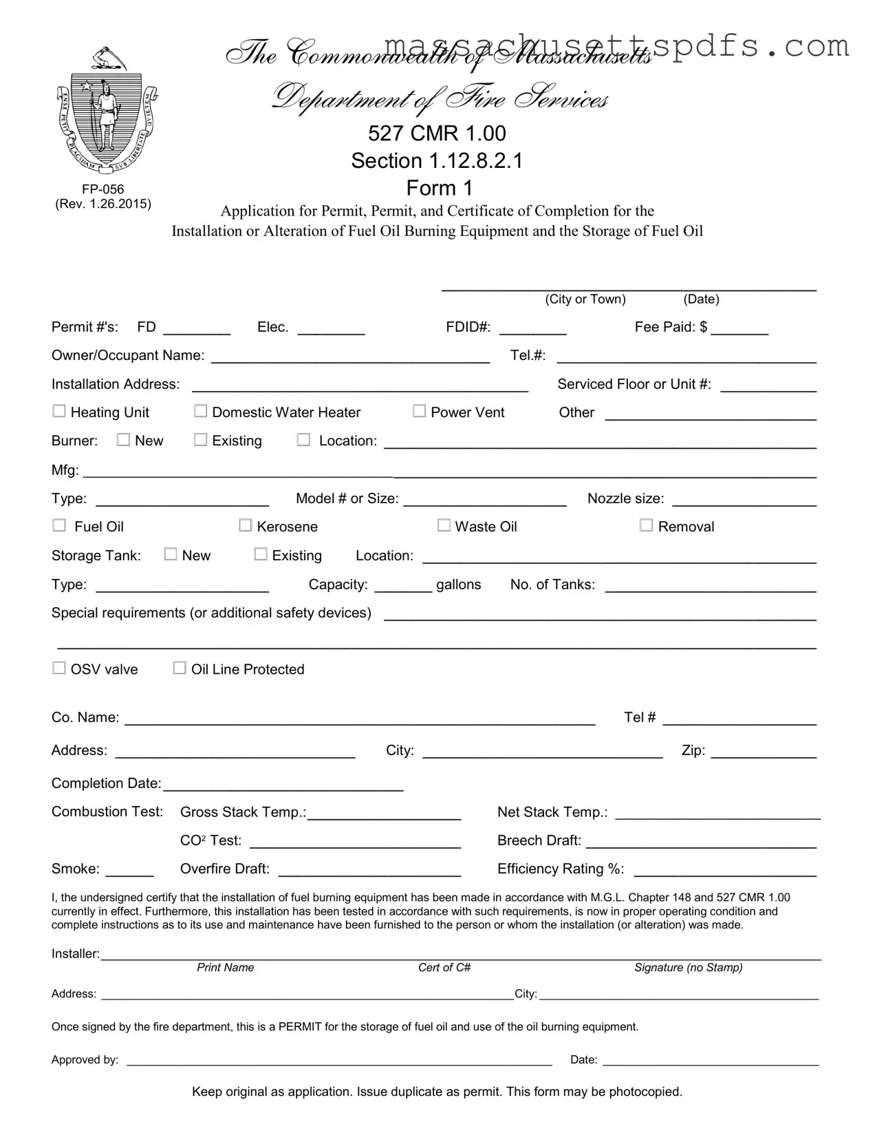 Official Massachusetts Fp 056 Template