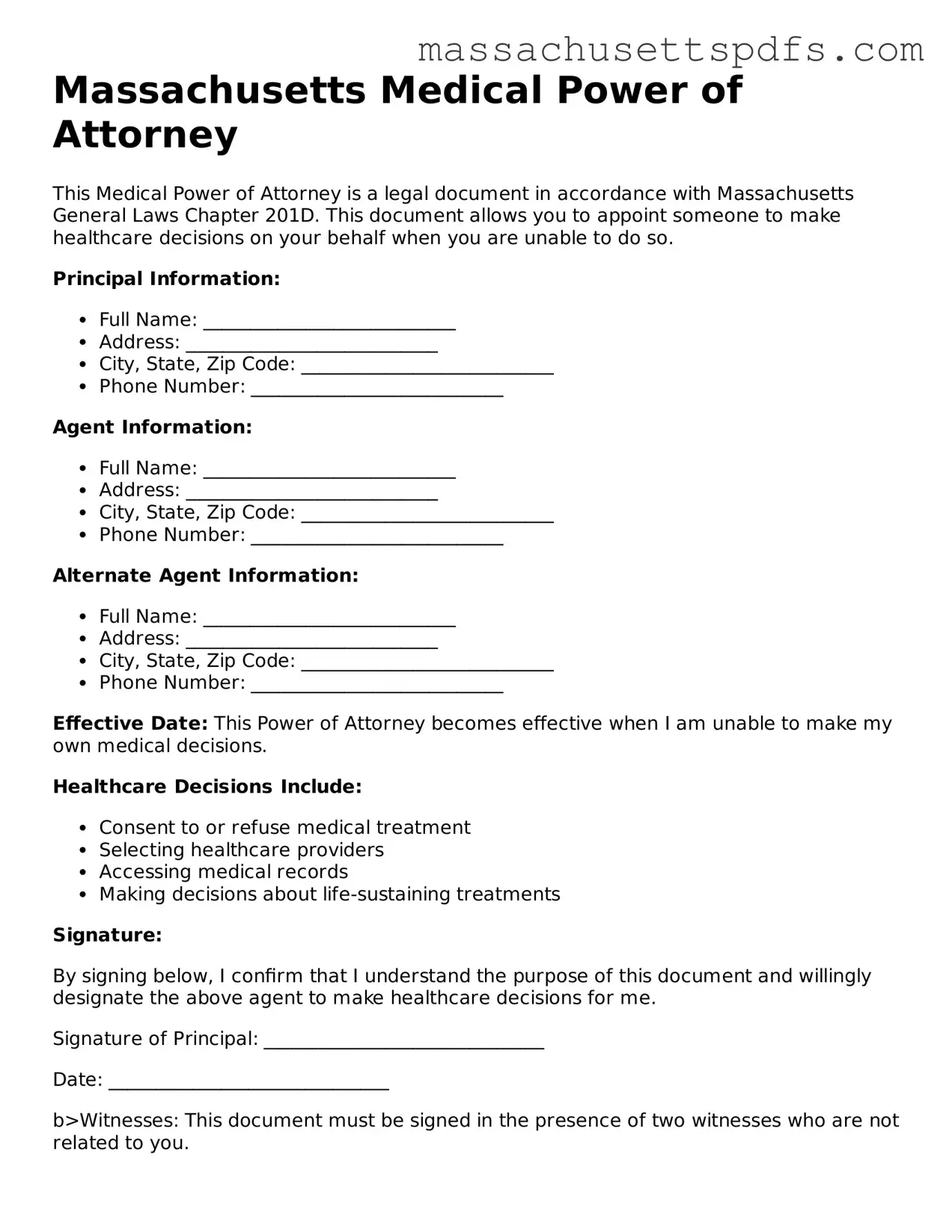Attorney-Approved Massachusetts Medical Power of Attorney Document