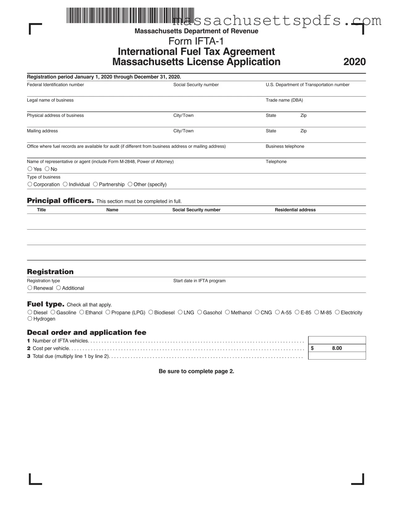 Official Massachusetts Ifta Template