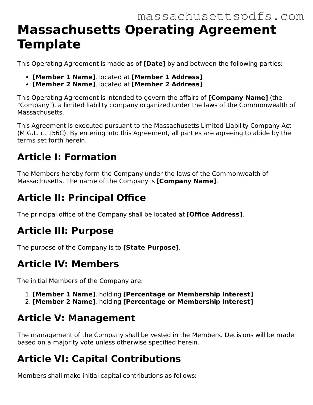 Attorney-Approved Massachusetts Operating Agreement Document