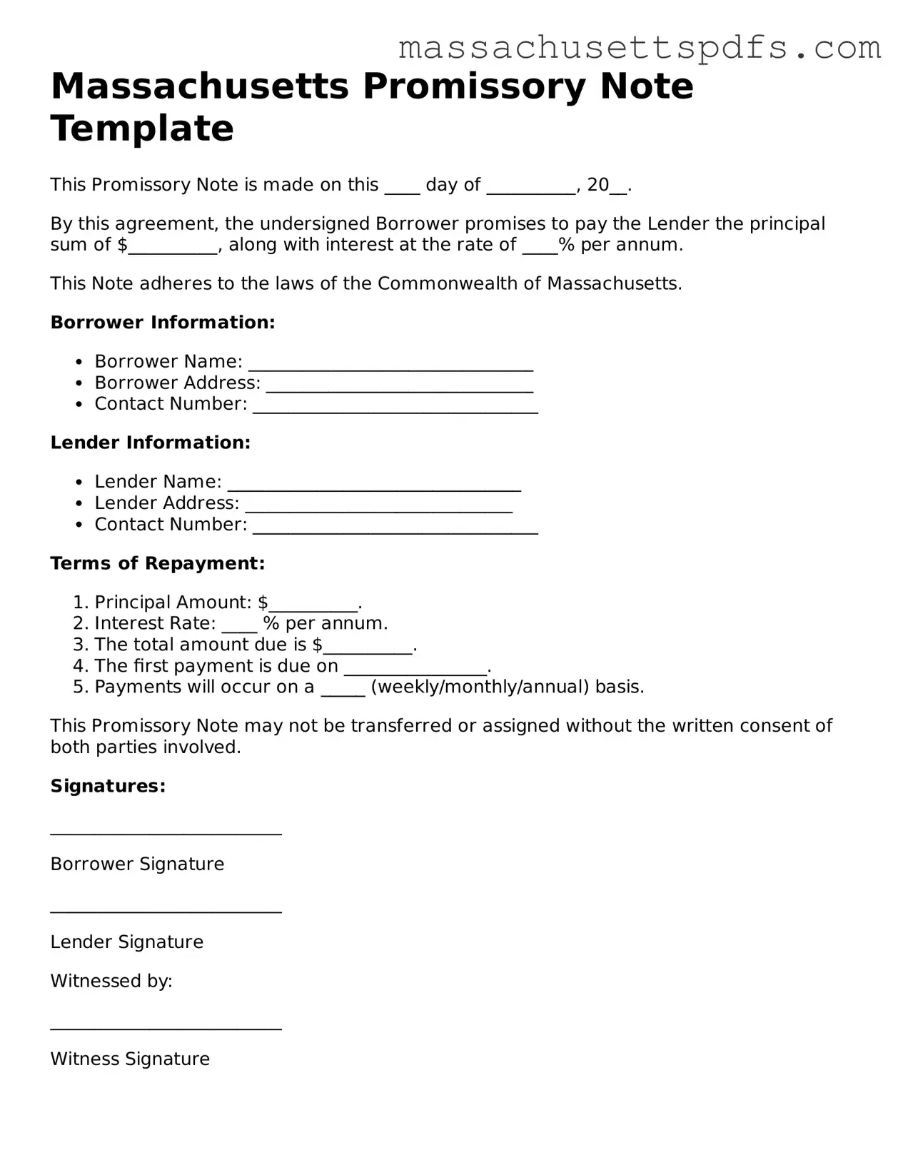Attorney-Approved Massachusetts Promissory Note Document