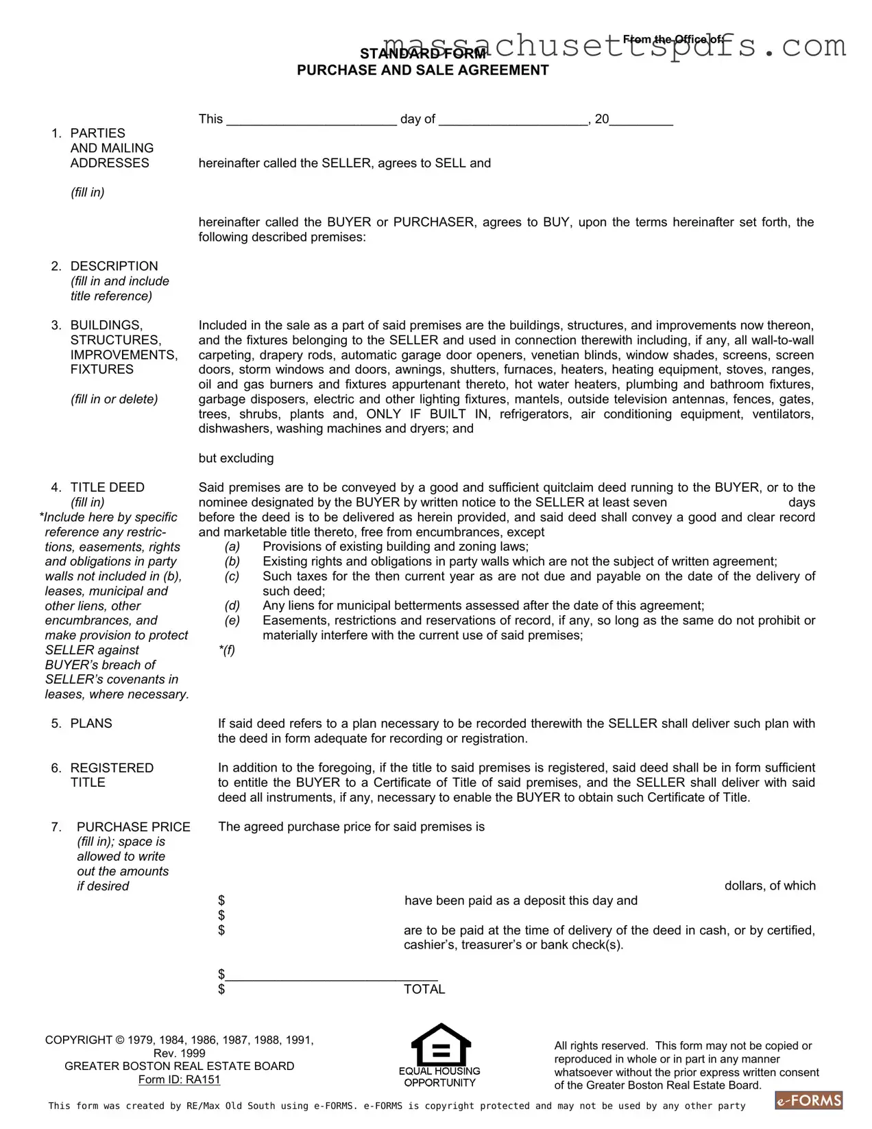 Official Massachusetts Real Estate Template