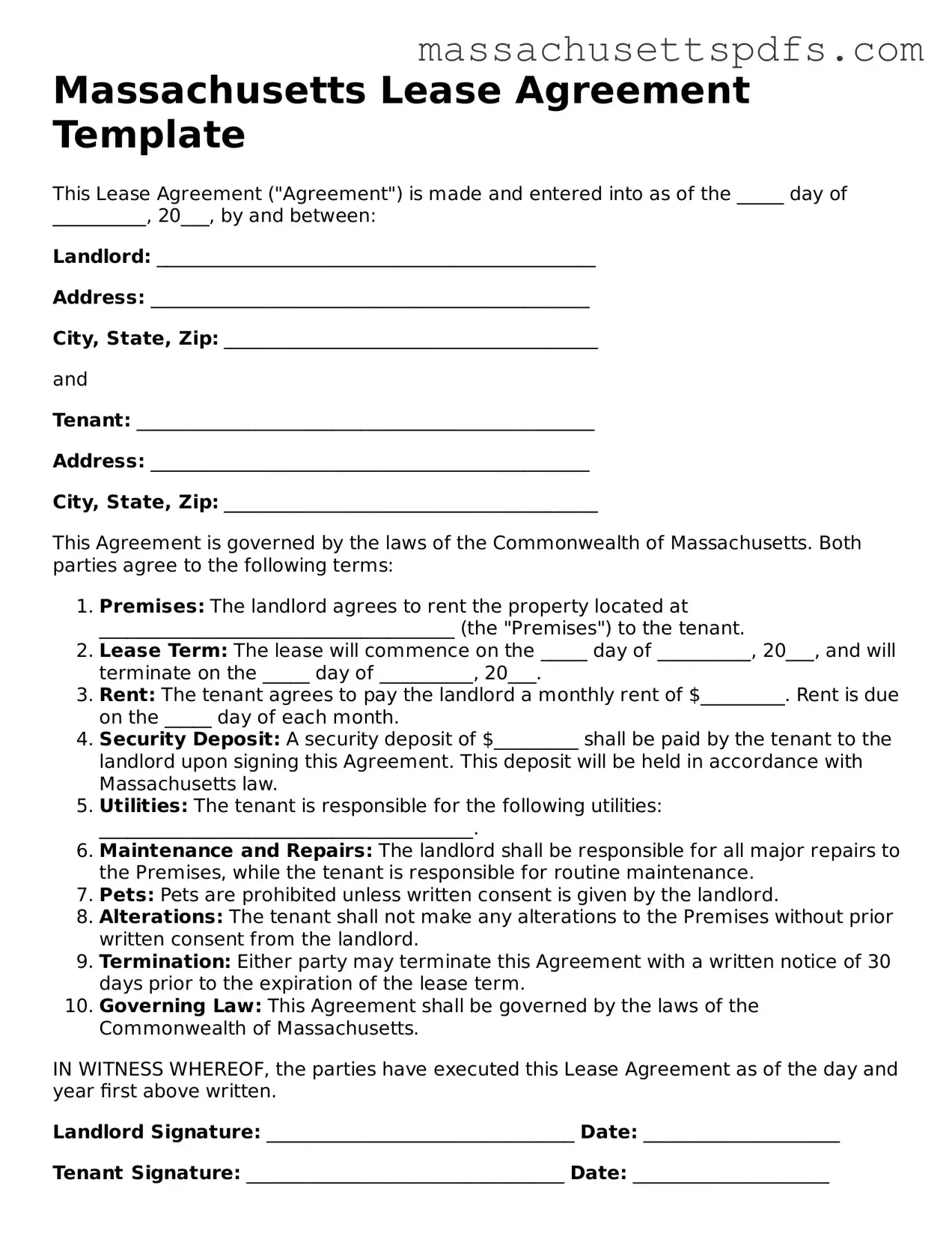 Attorney-Approved Massachusetts Lease Agreement Document