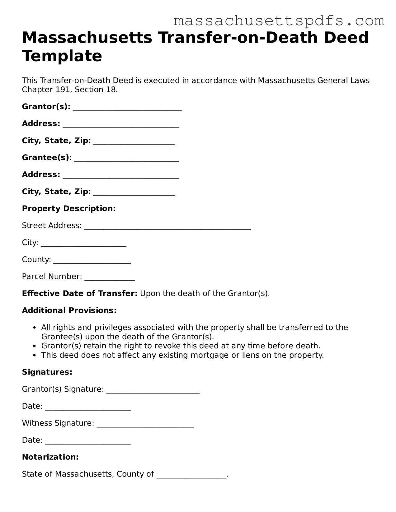 Attorney-Approved Massachusetts Transfer-on-Death Deed Document