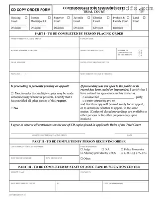 Official Cd Copy Order Massachusetts Template