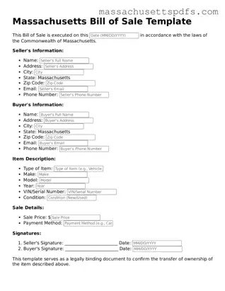 Attorney-Approved Massachusetts Bill of Sale Document