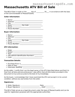 Attorney-Approved Massachusetts ATV Bill of Sale Document