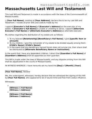 Attorney-Approved Massachusetts Last Will and Testament Document