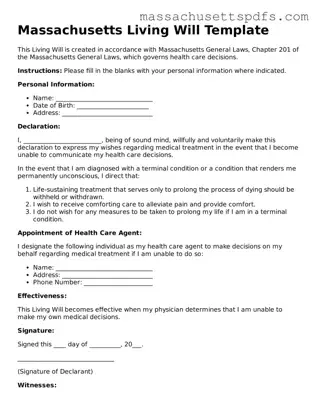 Attorney-Approved Massachusetts Living Will Document