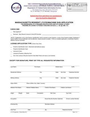 Official Massachusetts Ltc Fid Template