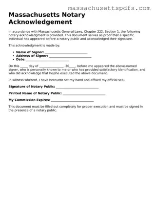 Attorney-Approved Massachusetts Notary Acknowledgement Document