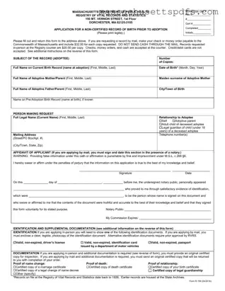 Official Massachusetts R 109 Template